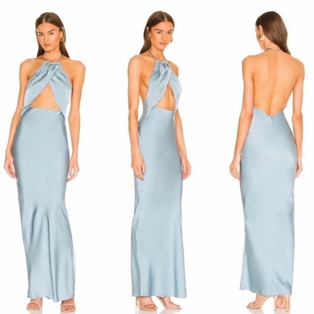 MICHAEL COSTELLO Finley Gown in Dusty Teal